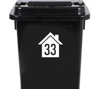 4 Pack House Number 33 Silhouette Waterproof Wheelie Bin Stickers 14cm x 14cm (5.5" x 5.5") - Waterproof Vinyl Decal - Long Lasting - Easy to Clean (33, White)