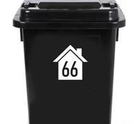 4 Pack House Number 66 Silhouette Waterproof Wheelie Bin Stickers 14cm x 14cm (5.5" x 5.5") - Waterproof Vinyl Decal - Long Lasting - Easy to Clean (66, White)