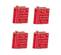 4 Pack Humor Enamel Pin Badges - “Big Book of People I Don’t Like” Gold Button Lapel Pins, Cute Funny Gifts for Friends, Co-Workers