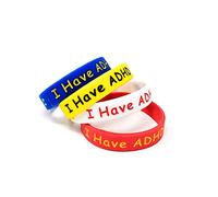 (4 PACK) I Have ADHD Wristbands Bracelets ADHD ASD Awareness Kids Children's Teens Adult (Medium 18cm)