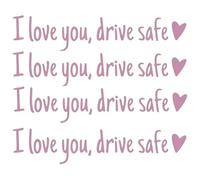 4 Pack I Love You Drive Safe Rear View Mirror Sticker,Mirror Stickers,Car Stickers and Decals,Rear View Mirror Decal with Heart,Love Stickers,Car Window Decals,Rear View Mirror Accessories,Pink