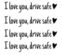 4 Pack I Love You Driving Safe Mirror Sticker, Drive Safe I Love You Rearview Decal, Car Stickers and Decals with Heart, Waterproof Letters Emblem Labels for Window Bumper Windshield Vehicles Exterior