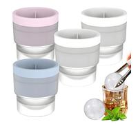 4 Pack Ice Ball Mould Set with Round Cube Form for Drinks, Reusable Sphere Maker for Cocktails and Creative Recipes