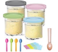 4 Pack Ice Cream Containers with Lids for Ninja Ice Cream Maker NC300UK NC300UKCP, Creami Pints and Lids 450ml Clear Dessert Tubs Dishwasher Safe