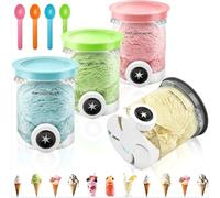 4 Pack Ice Cream Pint Containers with Lids for Ninja Creami Swirl Scoop & Swirl Soft Serve Makers NC700UK NC701UK NC701 Series, 16oz Deluxe Freezer Storage Tubs Jars Set