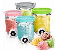 4 Pack Ice Cream Pints Compatible for Ninja Swirl by CREAMi NC700/NC701 Series Ice Cream Makers, 16oz Replacement Pint Containers with Colored Lids & Swirl Nozzles, Dishwasher Safe