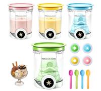 4 Pack Ice Cream Pints with Lids for Ninja NC701UK NC700UK NC701 Series | 16oz Ice Cream Containers with 4 Spoons for Swirl Soft Serve Makers, BPA-Free & Dishwasher Freezer Storage Tubs Jars Set