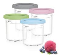 4 Pack Ice Cream Tubs for Ninja CREAMi, 16oz Replacement Creami Tubs Containers Compatible with Ninja CREAMi Ice Cream Maker NC300UK NC300UKCP NC299AMZ, BPA-Free & Dishwasher Safe, with Color Lids