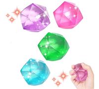 4 Pack Ice Cube Fidget Toy, Fidget Squishy Balls, Stress Relief Toys for Kids and Adults, Squishy Fidget Toys, Sugar Ball Fidget (Pink, Green, Blue, Purple)