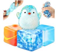 4 Pack Ice Cube Fidget Toys, Penguin Stress Cube Sensory Stress Relief Toys