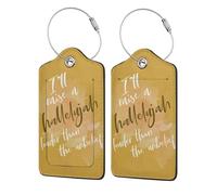 4 Pack I'll Raise a Hallelujah Louder Than The Unbelief Luggage Tags for Suitcases PU Leather Privacy Protection Bag Tags Travel Essentials