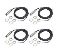 4 Pack Inductive Proximity Sensor Switch - 12mm Diameter NPN DC 3 Wire NC Normally Closed - 6 to 36VDC with 2mm Sensing Distance - Copper Alloy Threaded Shell and 1.4m Cable -
