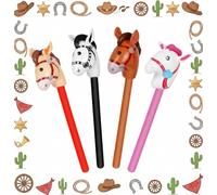 4 Pack Inflatable Horse Stick,Western Cowboy Horse Stick,Blow Up Horse Prop | Durable PVC, 95x15 cm for Themed Parties, Cowboy Events, Photo Props and Adult Western Birthday Party Decoration