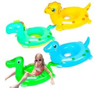 4 Pack Inflatable Pool Floats Dinosaur Swimming Float Animal Inflatable Tube Dino Pool Rings for Summer Beach Water Party Decorations Supplies 24 x 17 Inches Indoor Outdoor Decor