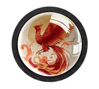 4 Pack Inhomer Fire Phoenix Spreading Wings (1) Kitchen Cabinet Knobs Drawer Knobs Dresser Knobs Matte Black Zinc Knobs Drawer Pulls Door Knobs Dresser Drawer Handles Knobs for Dresser Drawers
