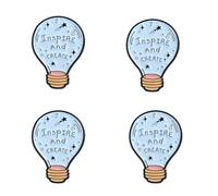 4 Pack Inspire and Create Light Bulb Enamel Pins, Motivational Creative Lapel Pin Set with Starry Design for Artists Teachers, Cute Brooch for Jackets Backpacks Hats
