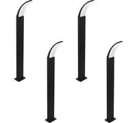 Loops 4 PACK IP44 Outdoor Bollard Light Black Aluminium 11W LED Lamp Post Loops Black