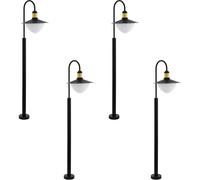 Elegant 4 Pack Ip44 Outdoor Bollard Lights In Black And Gold With Curved Arm Design
