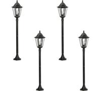Loops 4 PACK IP44 Outdoor Bollard Light Black & Silver Lantern 1200mm Post 60W E27 Loops Black