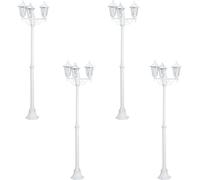 4 PACK IP44 Outdoor Bollard Light White Aluminium Lantern 3 Arm 60W E27 Post