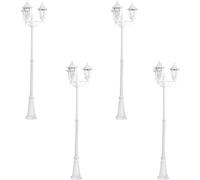 4 PACK IP44 Outdoor Bollard Light White Aluminium Lantern 3 Arm 60W E27 Post