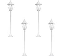 Loops 4 PACK IP44 Outdoor Bollard Light White Aluminium Lantern 60W E27 Tall Lamp Post Loops White