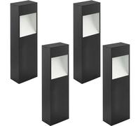 4 PACK IP44 Outdoor Pedestal Light Anthracite & White Square Post 10W LED