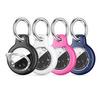 4 Pack IPX8 Waterproof Airtag Holder for Apple AirTags with Air Tag Keychain,Silicone GPS Cover+TPU Clear Waterproof Cover Air-Tag Item Finders Case for Pets,Kids,Luggages-Black/White/Rose Red/Blue
