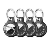 4 Pack IPX8 Waterproof Airtag Holder for Apple AirTags with Air Tag Keychain,Silicone GPS Cover+TPU Clear Waterproof Cover Air-Tag Item Finders Case for Pets,Kids,Luggages-Black*4