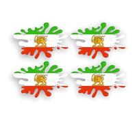 4 Pack Iranian Sun & Lion Flag Flag Splat Splash 3D Effect Funny Decal Sticker Helmet.