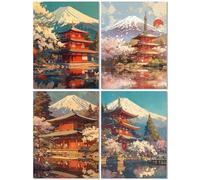 4 Pack Japan Diamond Painting Kits for Adults, Diamond Art for Kids Architecture, DIY Cross Stitch Embroidery Arts and Crafts for Adults, Gem Art Picture Kits for Home Wall Decor 27x35inch Z-299T