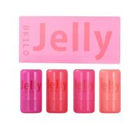 4-Pack Jelly Blush & Lip Tint Set - Dual-Use Cheek and Lip Stain, Lightweight Dewy Formula for Natural Glow, Blendable Makeup for All Skin Types
