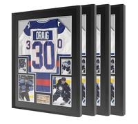 4-Pack Jersey Frame Display Case,Sport Jersey Shadow Box,Metal Jersey Frame, Mat, Backing Board, Shatterproof Acrylic Glass,Baseball Basketball Football Soccer Hockey Sport Shirt and Uniform (4 Pack)