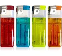 4 Pack Jumbo Lighters Transparent Butane Lighters Lighter with Soft Flame and Oil Window Large Capacity Refillable Butane Cigarette Lighter Extra Long Super Durable Kraf