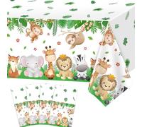 4 Pack Jungle Safari Tablecloths Woodland Animals Table Cloth Forest Wild Creatures Table Covers Animal Print Tablecloth Friendship Themed Party Tablecloth for Zoo Party Baby Shower Supply 51 x 86 IN