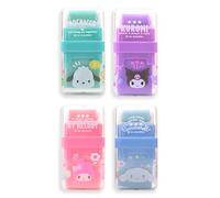 4 Pack Kawaii Cartoon Creative Roller Erasers - Roller Eraser with Roller Cleaner, Clean Up Eraser with Cover and Roller, Dual-Sided for Error Correction & Debris Collection
