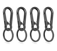 4-Pack Key Rings with Small Carabiner Clips, Durable Metal Keychain Set for Car Keys, Organiser & Daily Use, Multi-Functional Key Fobs Chains Accessories for Men and Women (Gun Black)