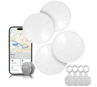 4 Pack Key Tracker Item Finders Work with Apple Find My (iOS Only),Bluetooth Tracker Tag for Key,Luggage,Bags,Replaceable Battery Key Finder Smart Tag with 4 Waterproof Cases and Keychains