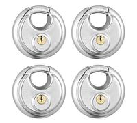4 Pack Keyed Alike Disc Padlock, Stainless Steel Lock with Key,2-3/4 in.Wide,3/8 in. Diameter Shackle, Discus Lock for Storage Unit, Sheds, Garages and Fence