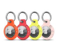 [4-PACK] Keyring for Airtag Holder TPU Case, Ultra-Slim Waterproof Protective Airtags Case Tracker Cover Key Ring Compatible with Apple New Airtag Dog Collar (4-PACK 04)