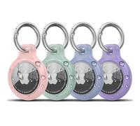 [4-PACK] Keyring for Airtag Holder TPU Case, Ultra-Slim Waterproof Protective Airtags Case Tracker Cover Key Ring Compatible with Apple New Airtag Dog Collar (4-PACK 03)
