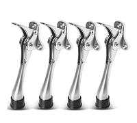 4 Pack Kickdown Door Stoppers 6 Inch Heavy Duty Indoor Door Stops One Touch Doorstop with Non-Slip Rubber Tip, Brushed Nickel