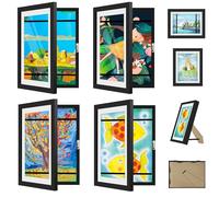 4 Pack Kids Artwork Display Frame, Kids Art Frames Front Opening A4, Childrens Storage Frame Changeable, Child Multiple Picture Frame Drawing Hanging Art, Hold 50-100 PCS, Black