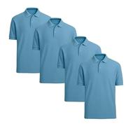 4-Pack Kids School Polo Shirts - Unisex Boys & Girls Short Sleeve 100% Cotton Polo T-Shirts - Soft, Breathable Uniform Tops for PE, Sports & Daily Schoolwear Sky Blue