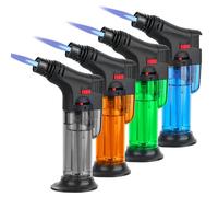 4 Pack Kitchen Blow Torch Butane Torch Lighter et Flame Refillable Portable Butane Torch Adjustable Mini Blow Torch for Camping Baking Culinary Soldering Cooking Welding BBQ (Color-1)