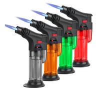 4 Pack Kitchen Blow Torch Butane Torch Lighter Jet Flame Refillable Portable Butane Torch Adjustable Mini Blow Torch for Camping Baking Culinary Soldering Cooking Welding BBQ (Color-1)