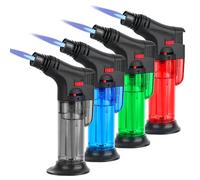 4 Pack Kitchen Blow Torch Butane Torch Lighter Jet Flame Refillable Portable Butane Torch Adjustable Mini Blow Torch for Camping Baking Culinary Soldering Cooking Welding BBQ (Color-2)