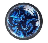 4 Pack Kitchen Cabinet Knobs Blue Dragon Drawer Knobs Dresser Knobs Drawer Pulls Black Cabinet Hardware for Dresser Drawers Closet Drawer Handles
