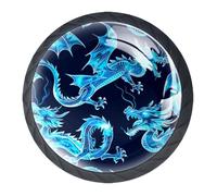 4 Pack Kitchen Cabinet Knobs Neon Dragon Drawer Knobs Dresser Knobs Drawer Pulls Black Cabinet Hardware for Dresser Drawers Closet Round Drawer Handles