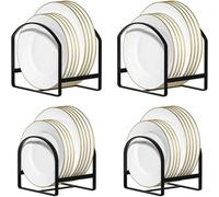 4 Pack Kitchen Plate Holders Metal Dish Rack Organiser For Cupboard & Countertop